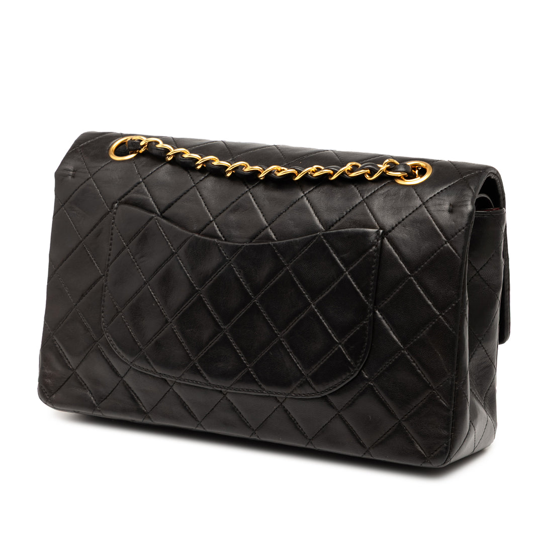 Chanel Medium Classic Cuir d’agneau Double rabat Noir