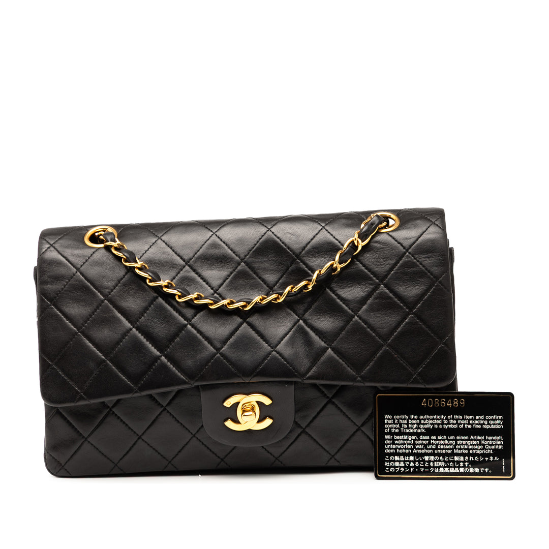 Chanel Medium Classic Cuir d’agneau Double rabat Noir