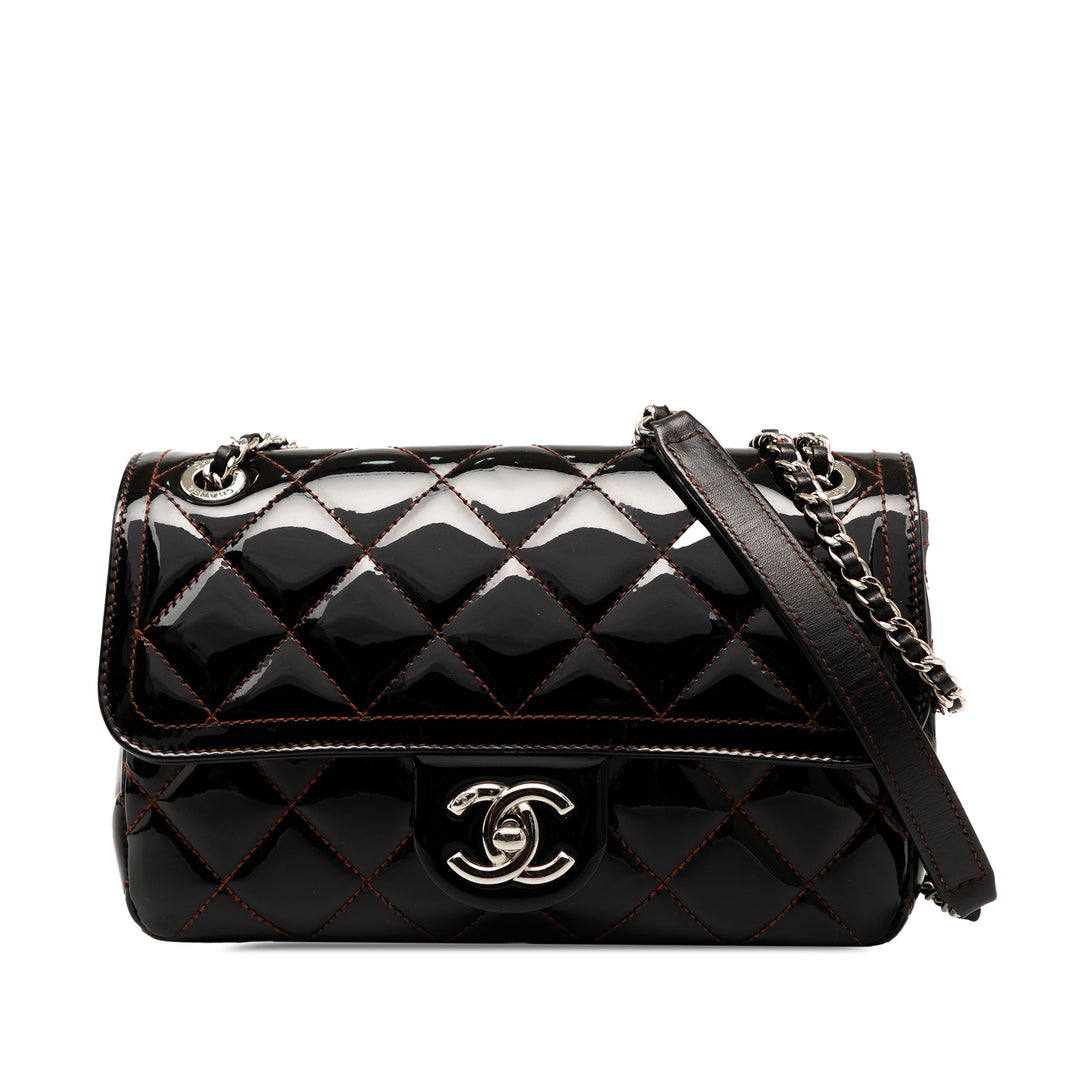 Chanel Small Quilted Cuir verni Coco Shine Flap Noir – GABY PARIS Authentique
