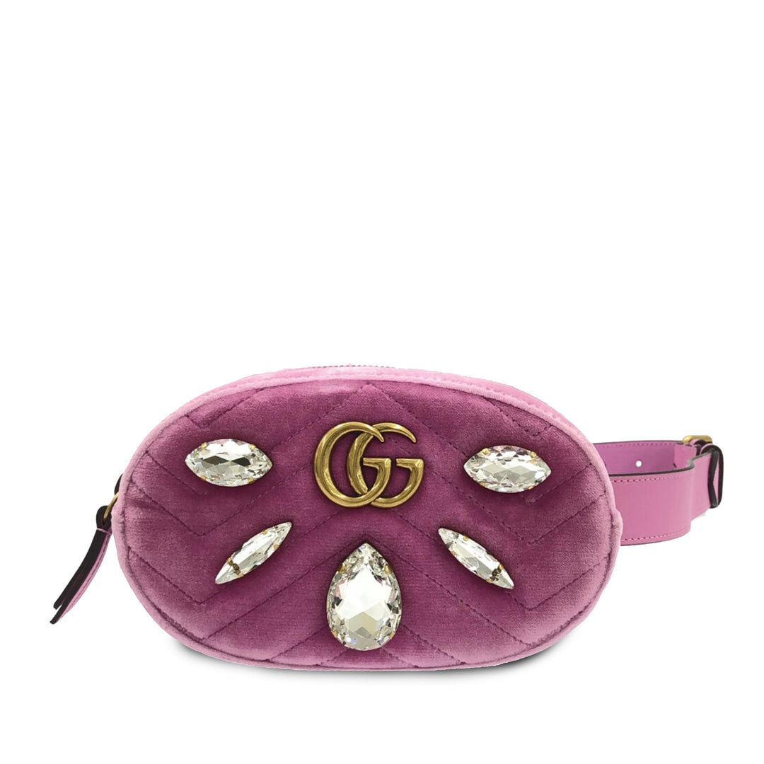 Gucci GG Marmont Velvet Belt Bag Pink - GABY PARIS