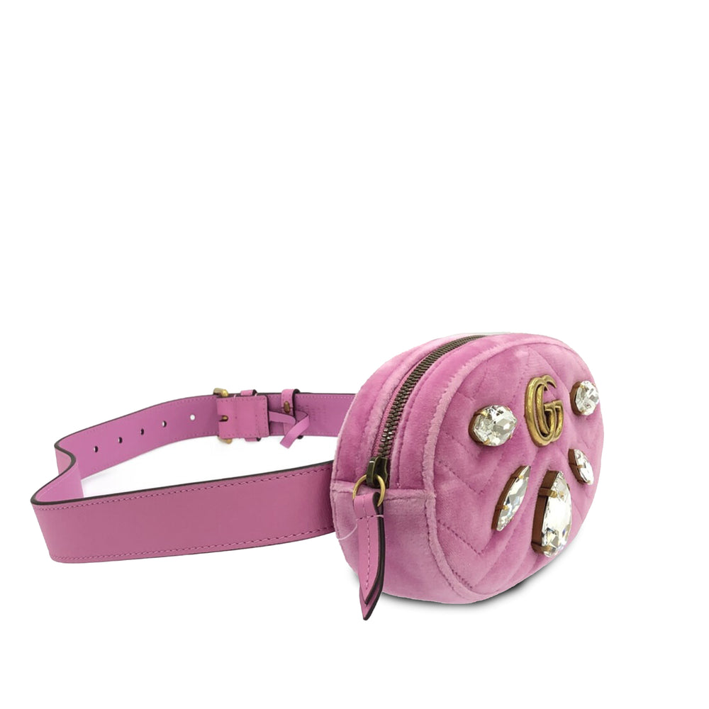 Gucci GG Marmont Velvet Belt Bag Pink - GABY PARIS