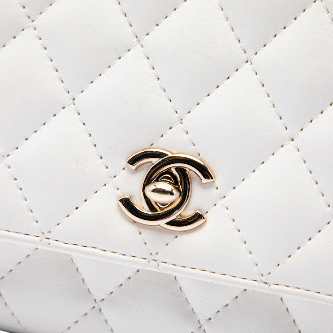 Chanel Matelassé Side Packs à rabat Cuir d'agneau Blanc – vue 5 – GABY PARIS