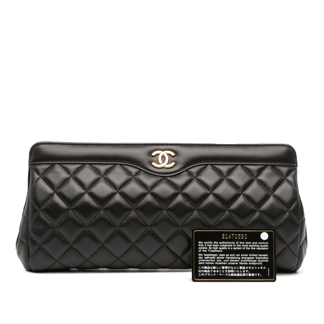 Chanel CC Quilted Cuir d’agneau Frame Pochette Noir