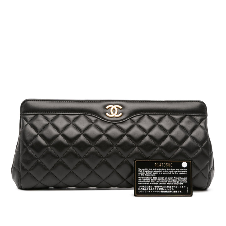 Chanel CC Quilted Cuir d’agneau Frame Pochette Noir