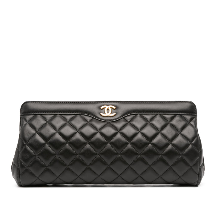 Chanel CC Quilted Cuir d’agneau Frame Pochette Noir