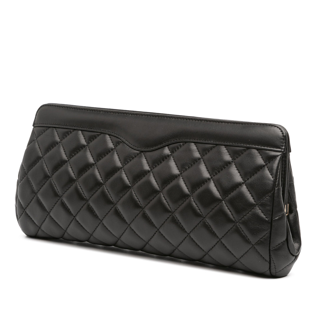 Chanel CC Quilted Cuir d’agneau Frame Pochette Noir