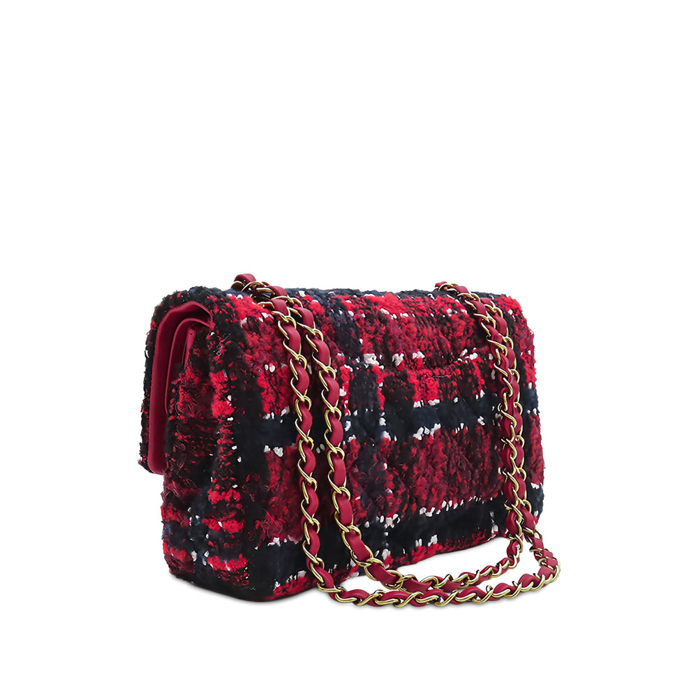 Chanel Classic Double rabat Moyen Tweed Rouge – vue 2 – GABY PARIS