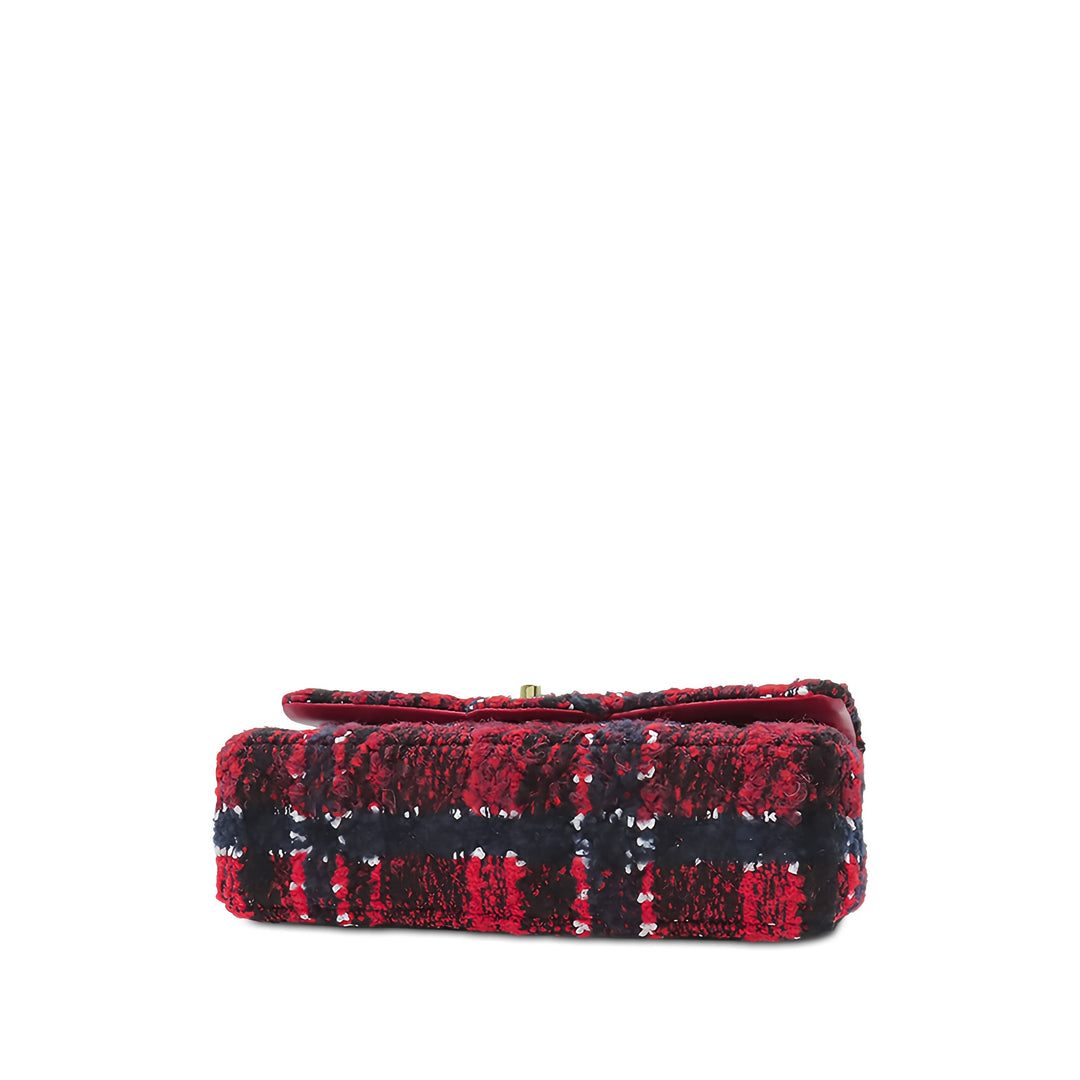 Chanel Classic Double rabat Moyen Tweed Rouge – vue 3 – GABY PARIS