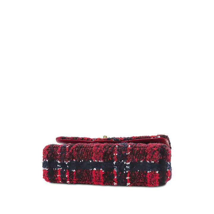 Chanel Classic Double rabat Moyen Tweed Rouge – vue 3 – GABY PARIS