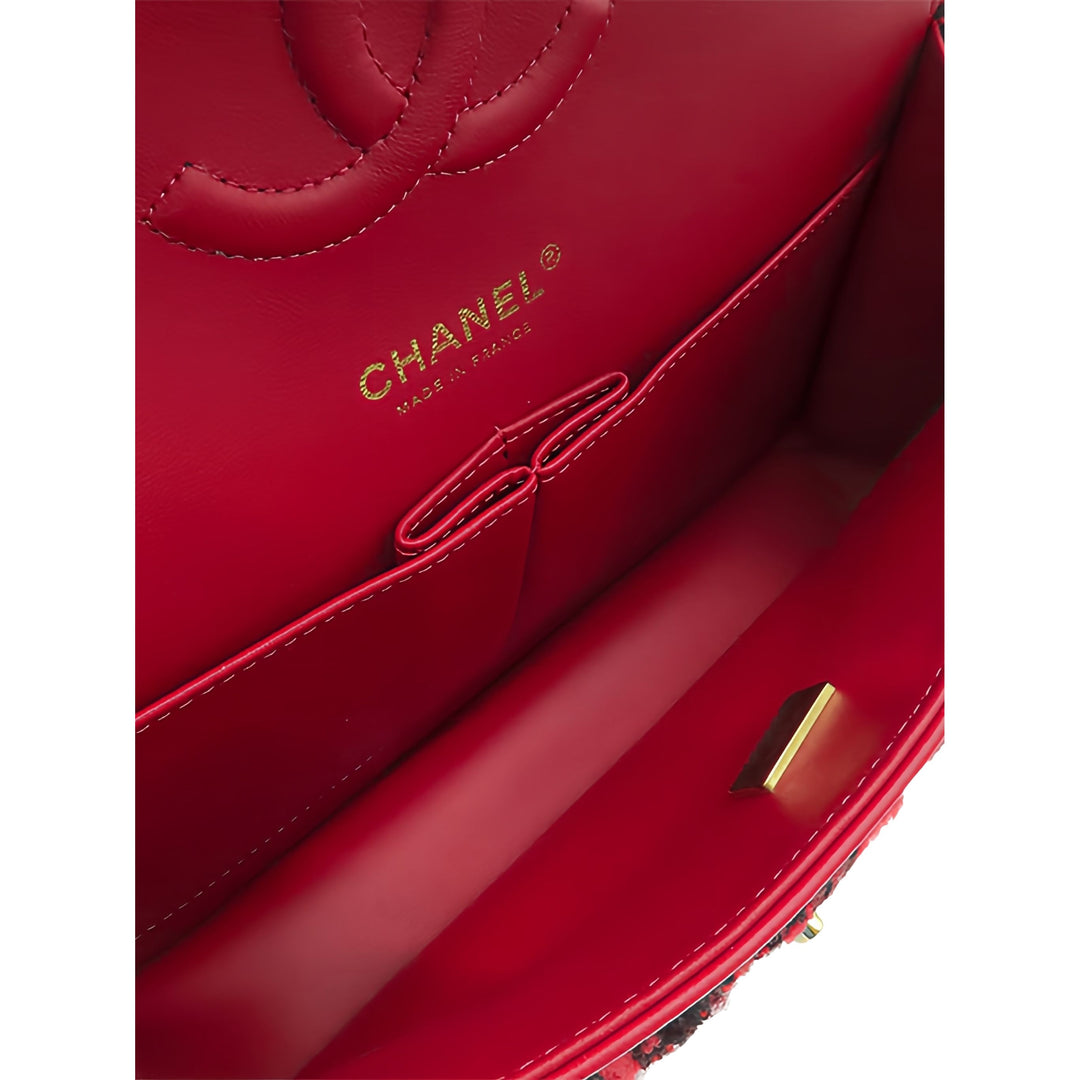 Chanel Classic Double rabat Moyen Tweed Rouge – vue 4 – GABY PARIS