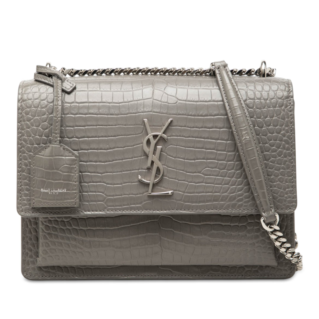 Croc embossé Sunset Sac Moyen Gris