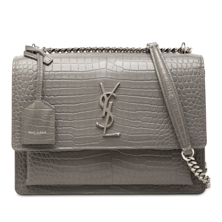 Croc embossé Sunset Sac Moyen Gris