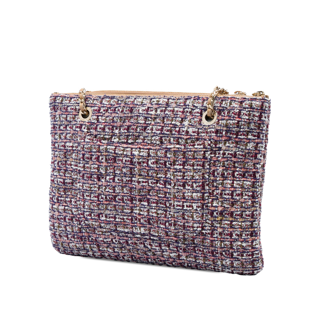 Chanel Étui Matelassé et Double avec chaîne Cuir d'agneau Marron – vue 2 – GABY PARIS