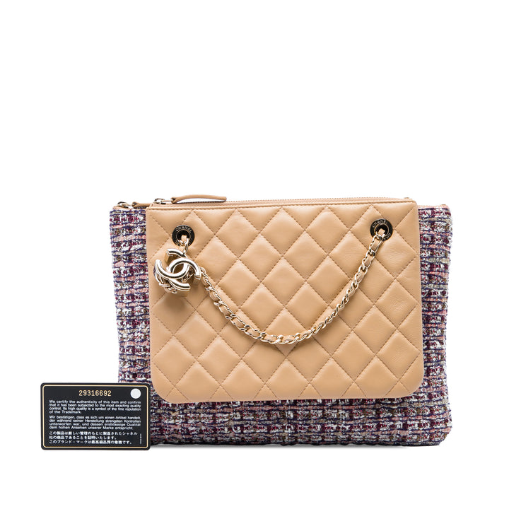Chanel Étui Matelassé et Double avec chaîne Cuir d'agneau Marron – vue 6 – GABY PARIS