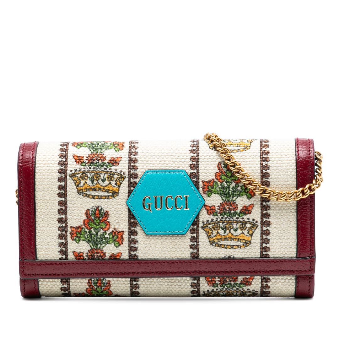 Gucci Toile 100 Centennial Crown Wallet on Chain