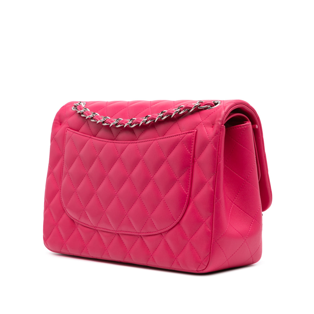 Jumbo Classic Lambskin Double Flap Pink - Gaby Paris