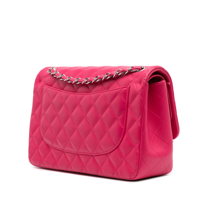 Jumbo Classic Lambskin Double Flap Pink - Gaby Paris