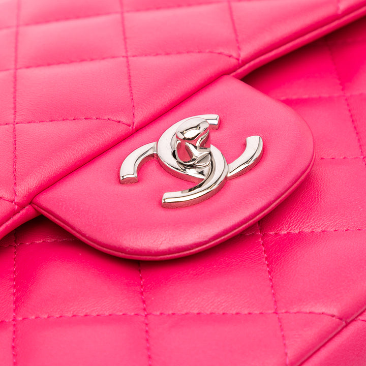 Jumbo Classic Lambskin Double Flap Pink - Gaby Paris