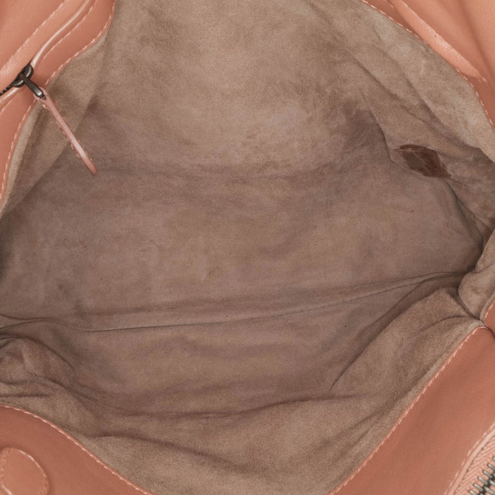 Large Nappa Intrecciato Classic Chain Strap Tote Pink - Gaby Paris
