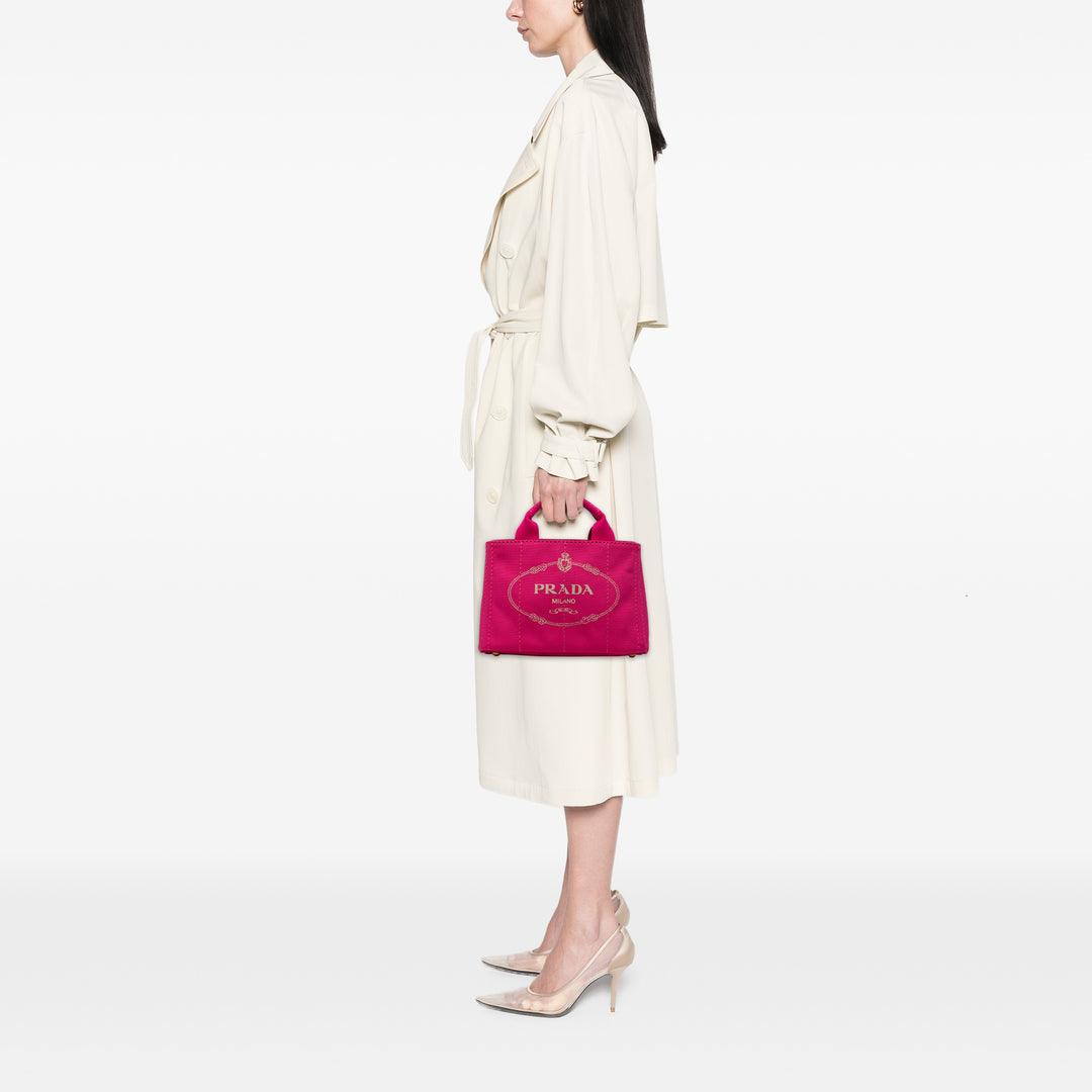 Prada Small Toile Canapa Logo Sac