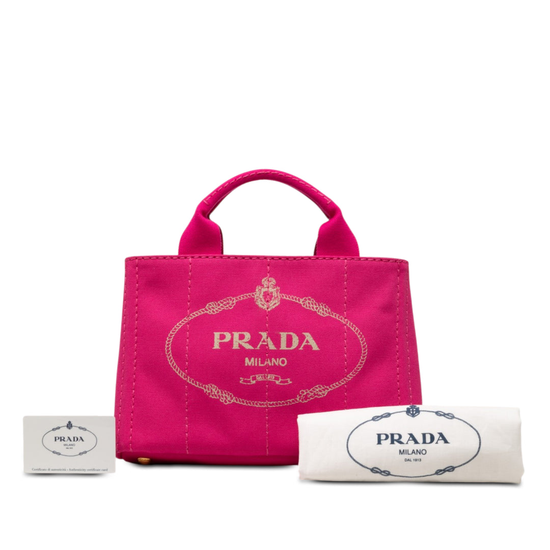 Prada Small Toile Canapa Logo Sac