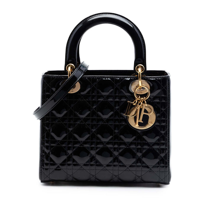 Dior Medium Cuir verni Cannage Lady Dior