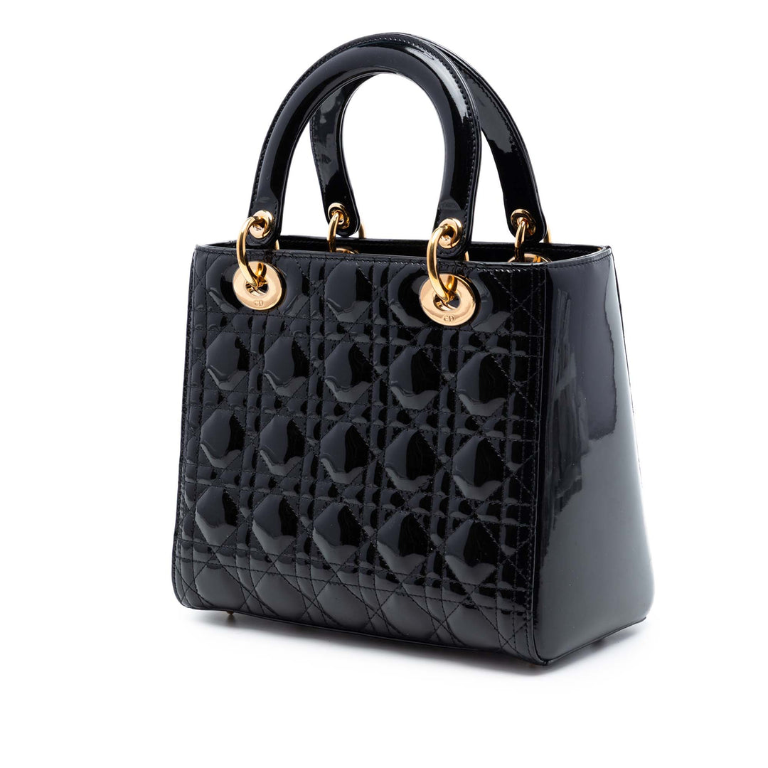 Dior Medium Cuir verni Cannage Lady Dior