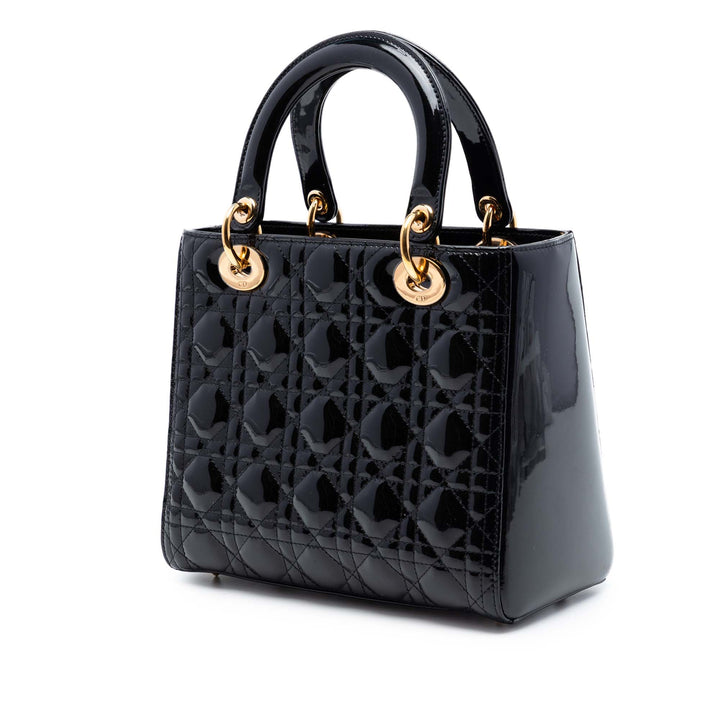 Dior Medium Cuir verni Cannage Lady Dior