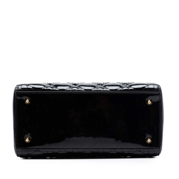 Dior Medium Cuir verni Cannage Lady Dior