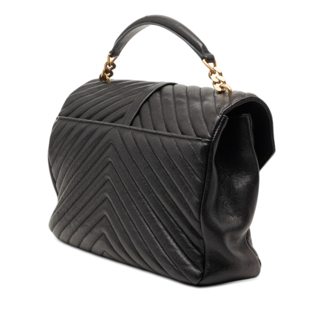 Saint Laurent Large Chevron Sheepskin Monogram College Sac