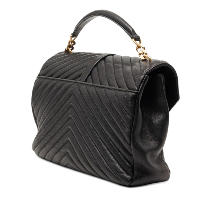 Saint Laurent Large Chevron Sheepskin Monogram College Sac