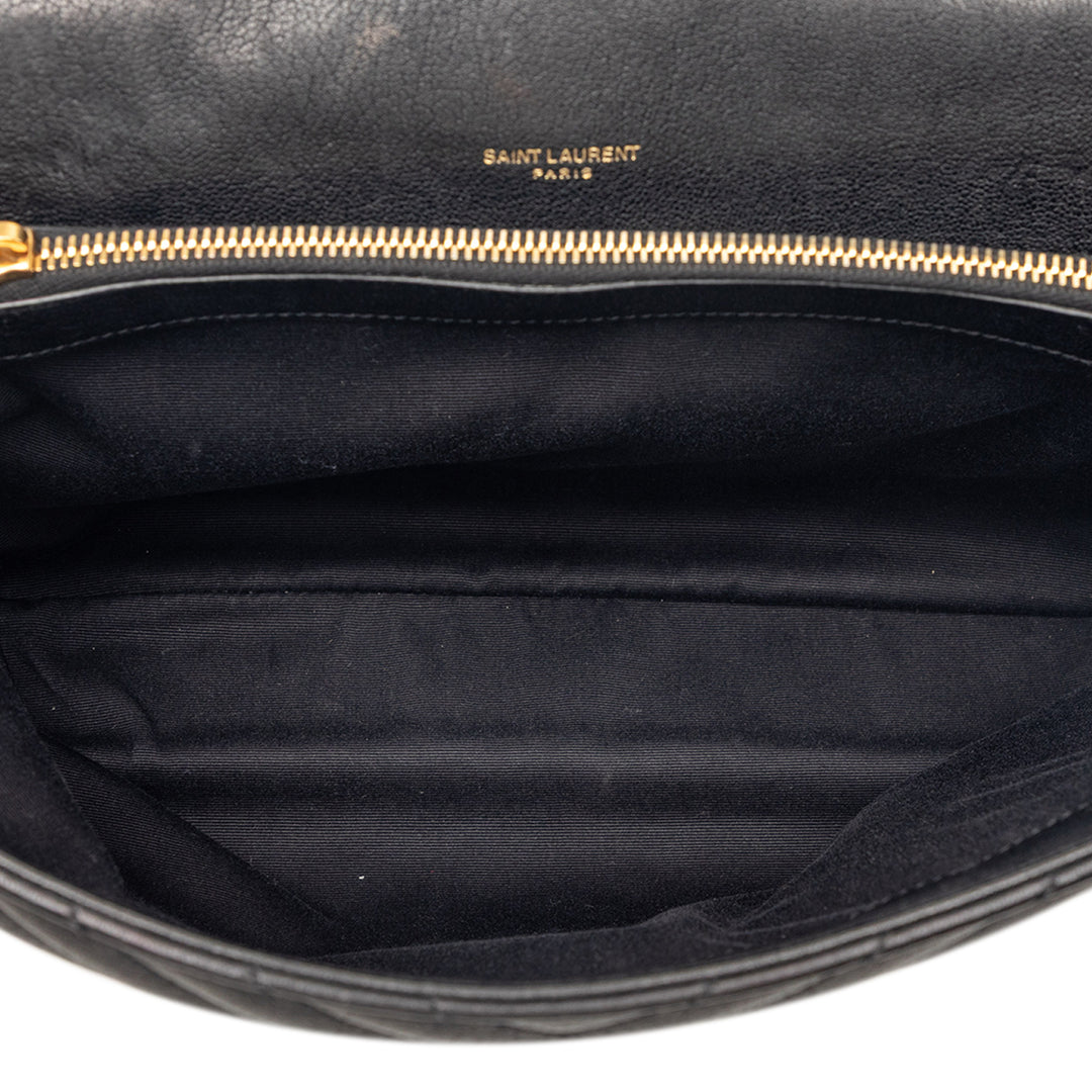 Saint Laurent Large Chevron Sheepskin Monogram College Sac