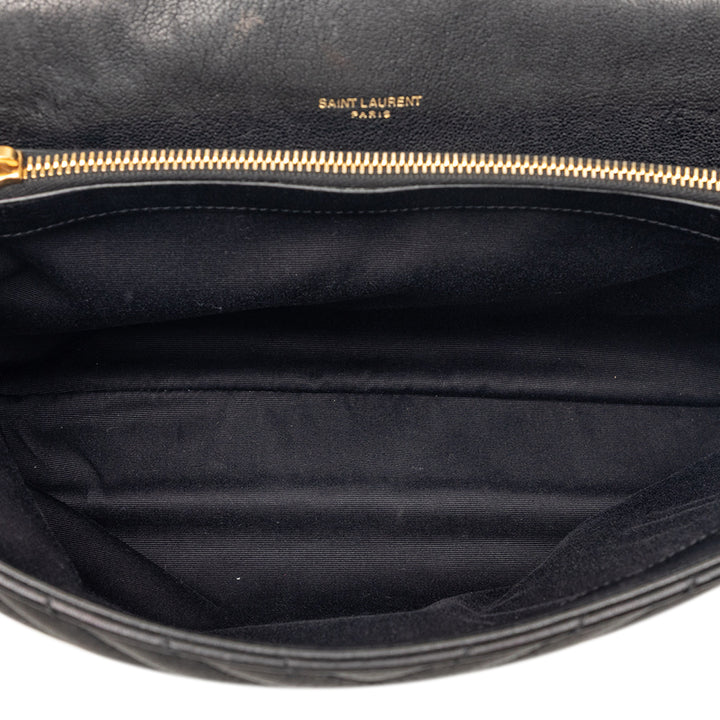 Saint Laurent Large Chevron Sheepskin Monogram College Sac