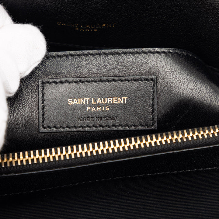 Saint Laurent Large Chevron Sheepskin Monogram College Sac