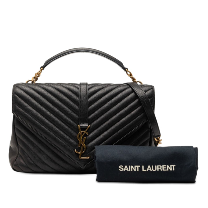 Saint Laurent Large Chevron Sheepskin Monogram College Sac