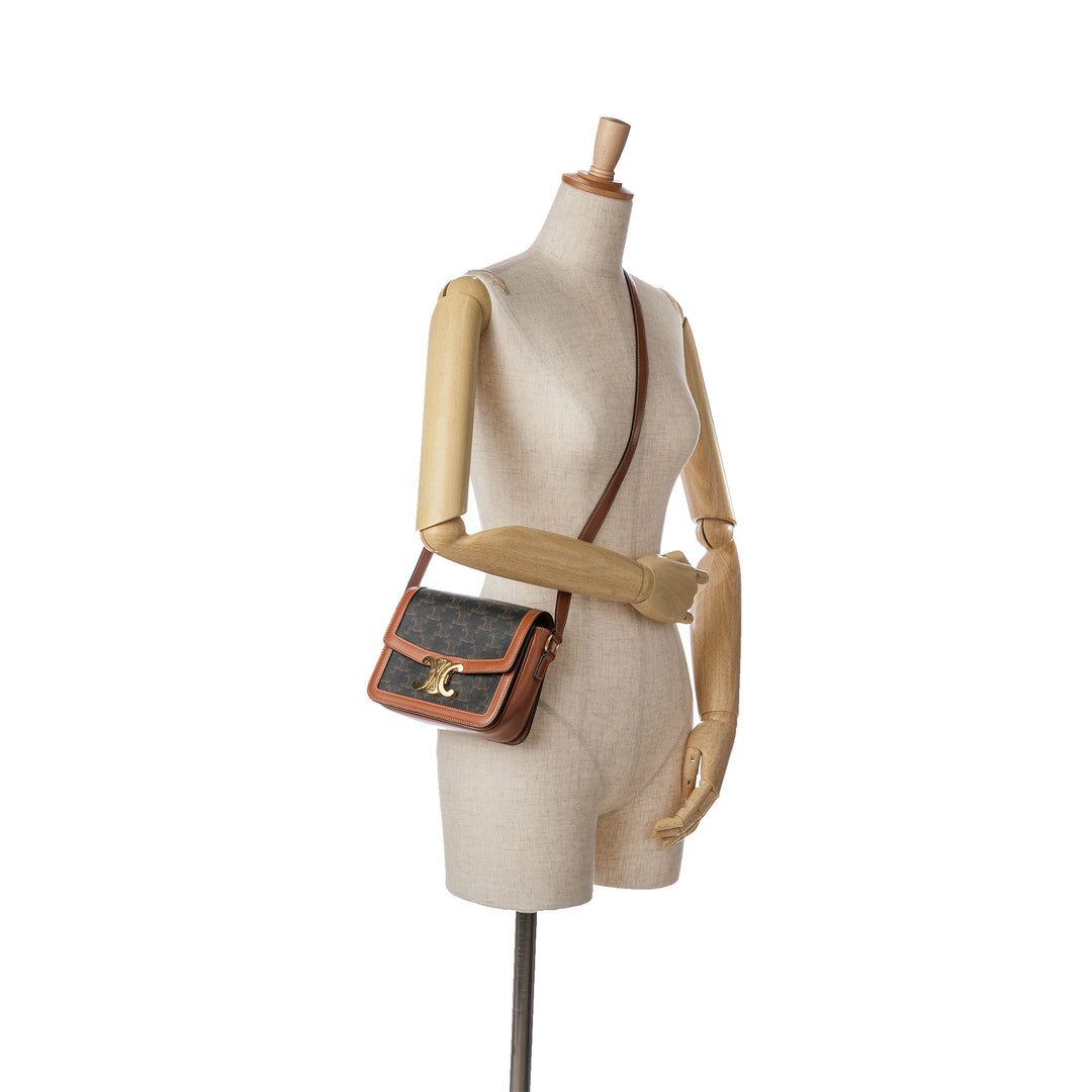 Teen Coated Canvas Triomphe Crossbody Brown - Gaby Paris