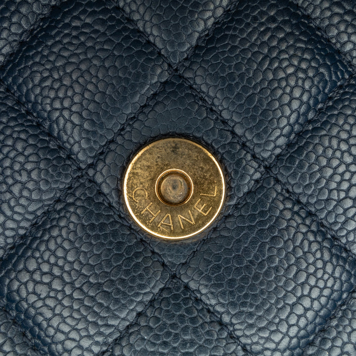 Small Bicolor Caviar CC Filigree Flap Blue - Gaby Paris
