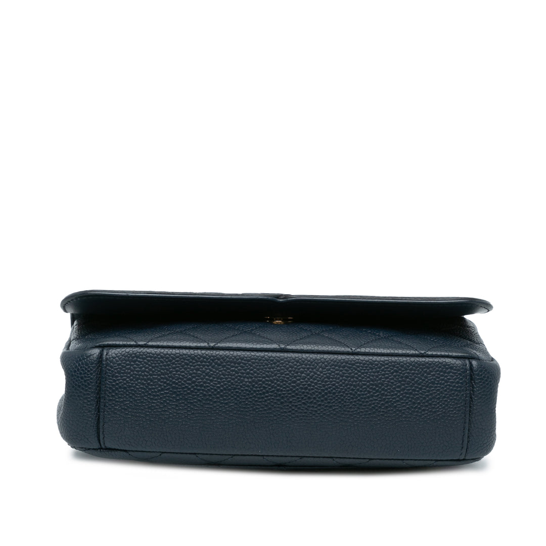 Small Bicolor Caviar CC Filigree Flap Blue - Gaby Paris
