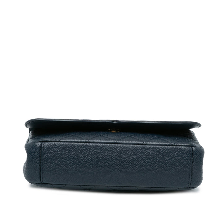 Small Bicolor Caviar CC Filigree Flap Blue - Gaby Paris