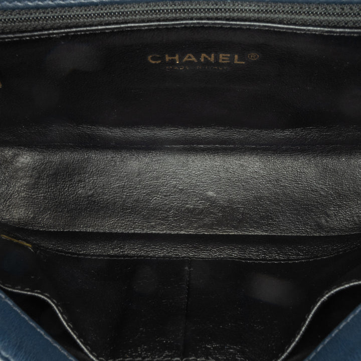 Small Bicolor Caviar CC Filigree Flap Blue - Gaby Paris
