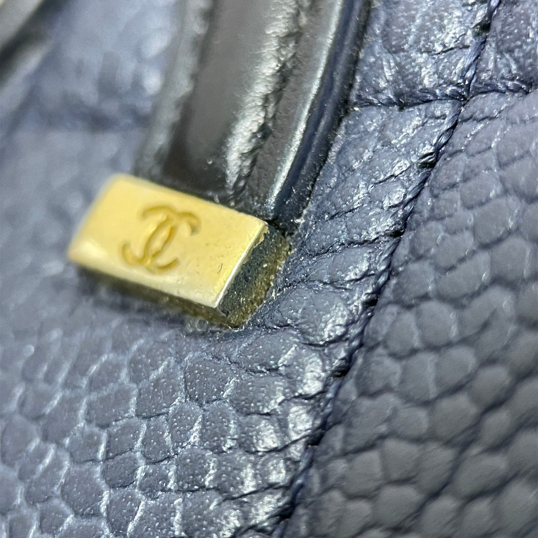 Small Bicolor Caviar CC Filigree Flap Blue - Gaby Paris
