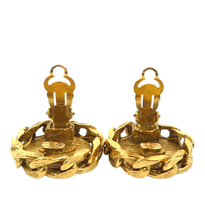 Chanel CC plaqué et Strass Rond À clip Boucles d'oreilles Doré – vue 8 – GABY PARIS