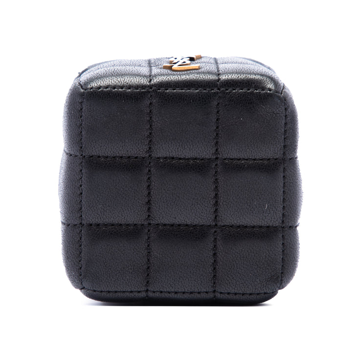 Cassandre Cube avec chaîne Mini Cuir d'agneau Noir