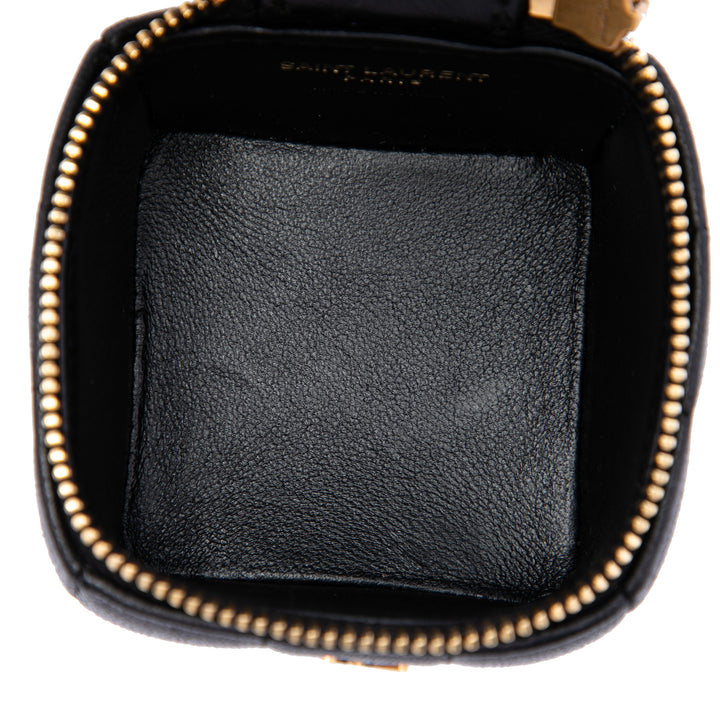 Cassandre Cube avec chaîne Mini Cuir d'agneau Noir