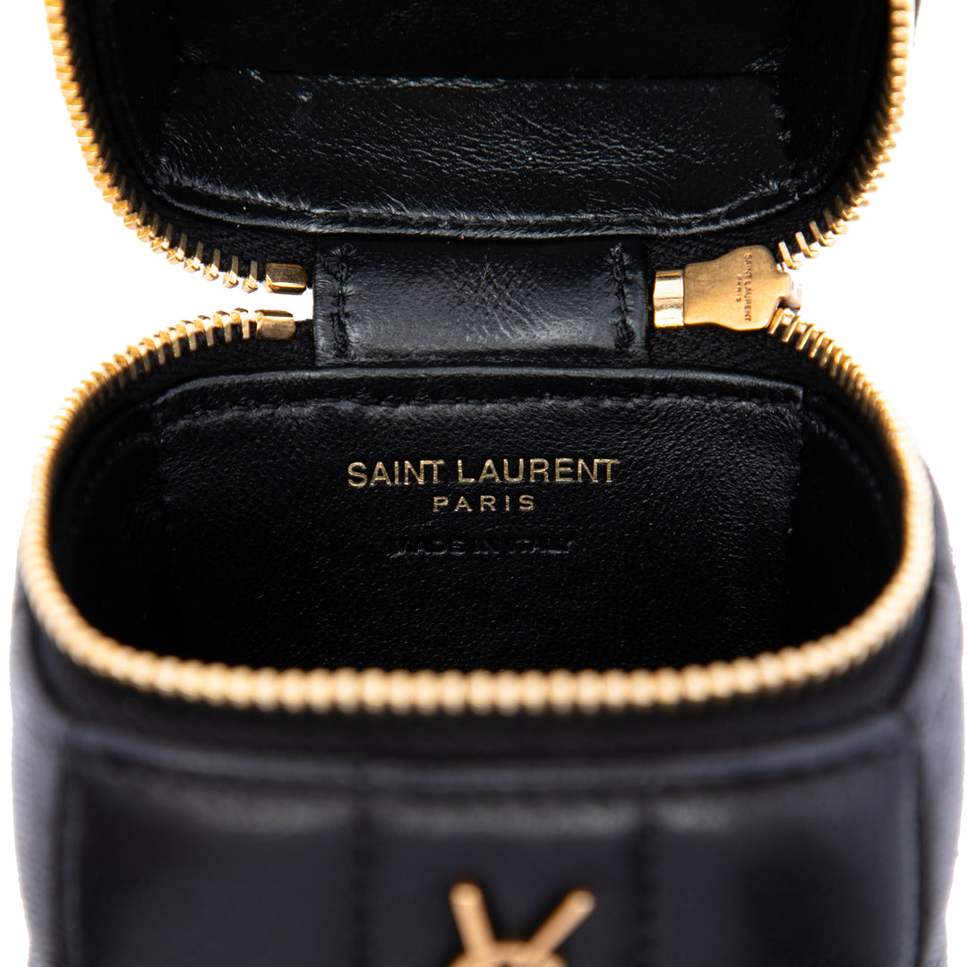 Cassandre Cube avec chaîne Mini Cuir d'agneau Noir