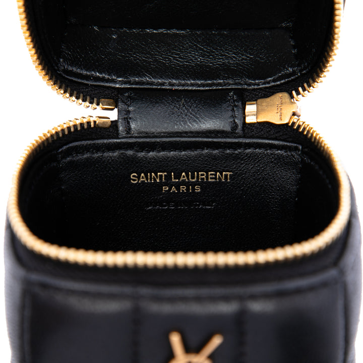 Cassandre Cube avec chaîne Mini Cuir d'agneau Noir