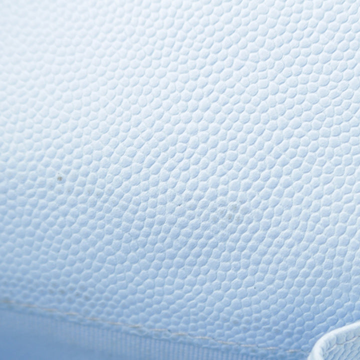 CC Matelassé à rabat Portefeuille Cuir caviar Bleu