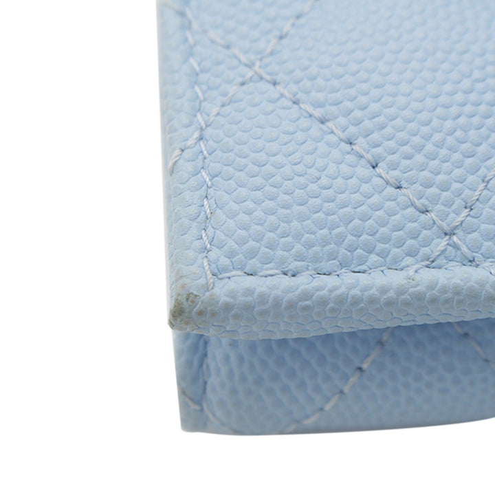 CC Matelassé à rabat Portefeuille Cuir caviar Bleu