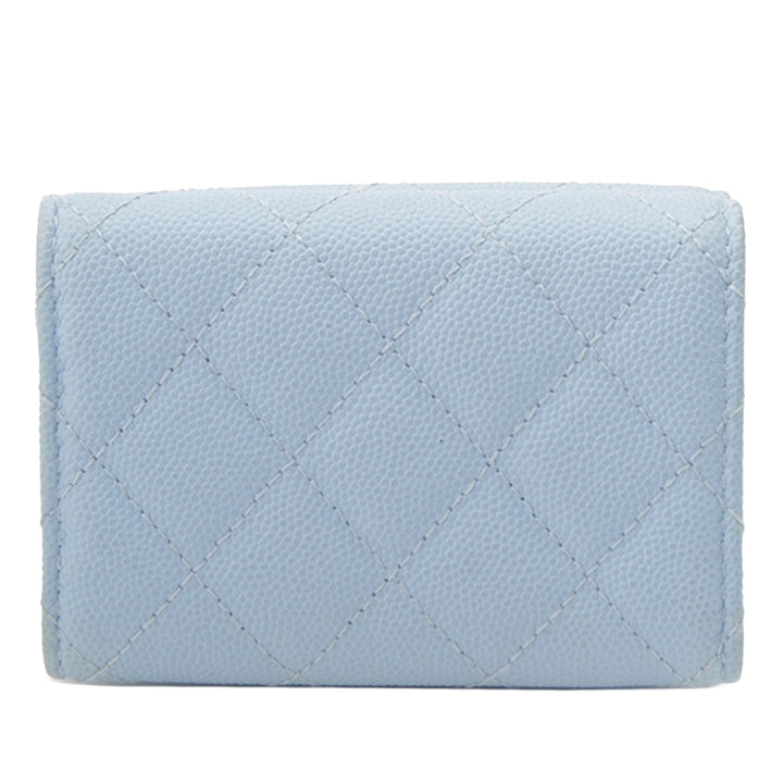 CC Matelassé à rabat Portefeuille Cuir caviar Bleu