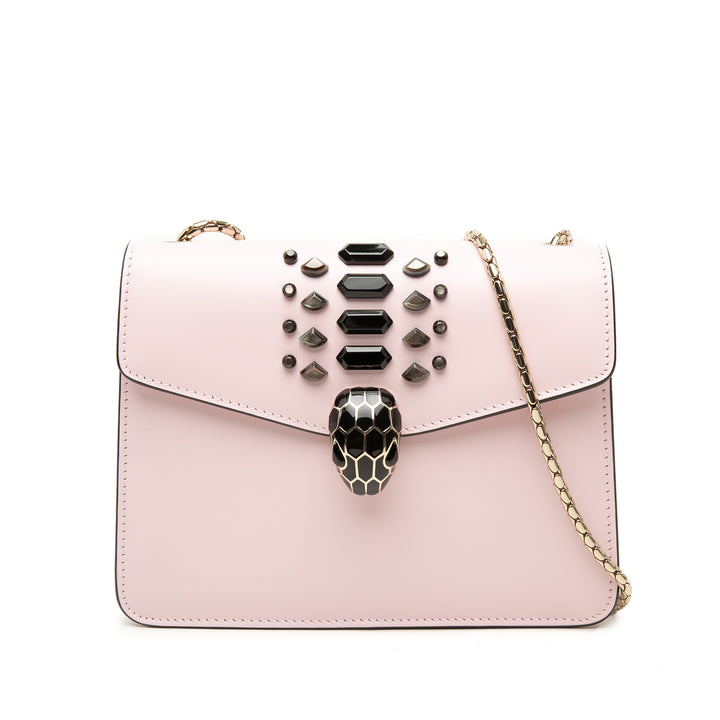 Bvlgari Sac bandoulière Orné Serpenti Forever Cuir de veau Rose – vue principale – GABY PARIS